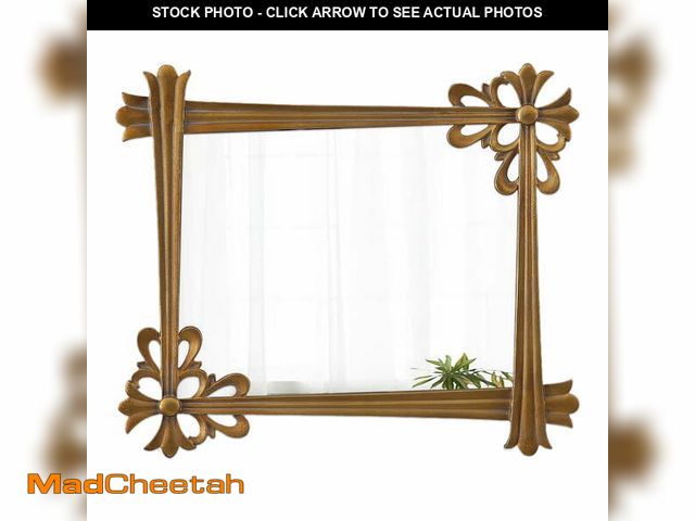 Lot 74-14351002 - Sintosin Vintage Wall Mirror, 24"Ã 28", Rustic Square Antique Gold Wood Frame, Vintage Decorative B...
