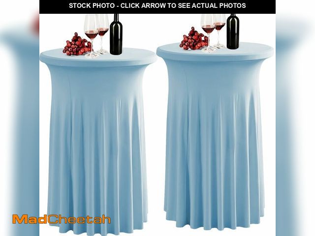 Lot 74-14267041 - Fhberni 2 Pack Spandex Stretch Round Table Covers with Skirt - 32x43 Inch Fitted Elastic Cocktail Ta...