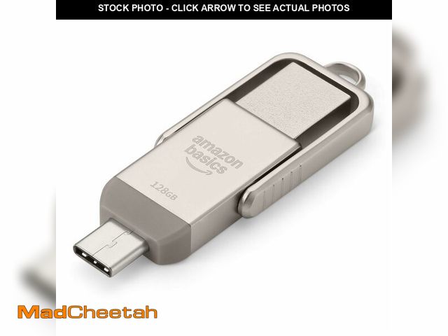 Lot 74-13540552 - Basics 128GB USB Flash Drive, Thumb Drive Memory Stick with USB C and USB A Dual Ports, Champagne Si...