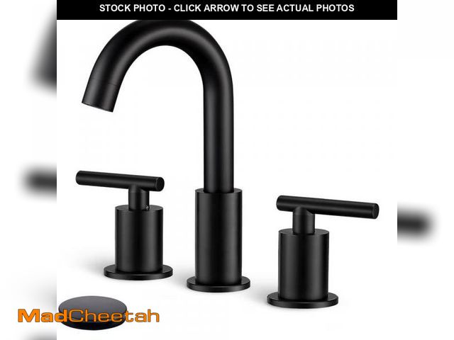 Lot 74-12365363 - MTTCLE 8 in. Widespread Double Handles Bathroom Faucet with Pop-Up Drain in Matte Black - UNUSED