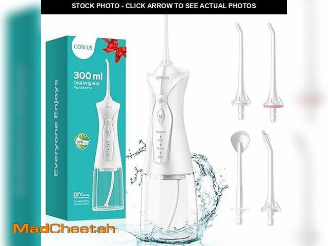 Lot 74-10956344 - COSLUS Water Dental Flosser Pick for Teeth: 4 Modes Cordless Portable 300ML Larger Tank Water Teeth ...