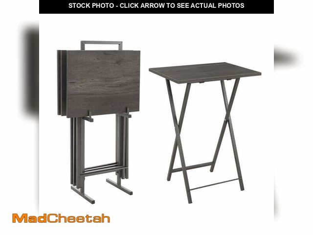 Lot 74-13055514 - JRHRXXY 5 Piece Folding TV Tray Table,Foldable Sofa Side Table,End Table,Snack Table,Save Space,Grey...