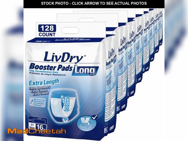 Lot 74-14076751 - LivDry Incontinence Booster Pads, Use with Adult Diapers for Women and Men, Extra Comfort Softness, ...