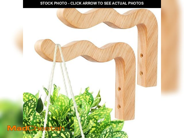 Lot 74-12972008 - FGSAEOR Plant Hangers Outdoor, Hanging Plant Hooks for Indoors, Wave-Shaped Wooden Hanging Baskets f...
