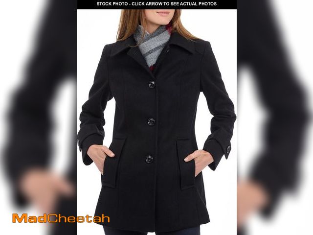 Lot 74-12398130 - LONDON FOG womens Single-breasted Peacoat With Scarf Pea Coat, Black, Large US - UNUSED