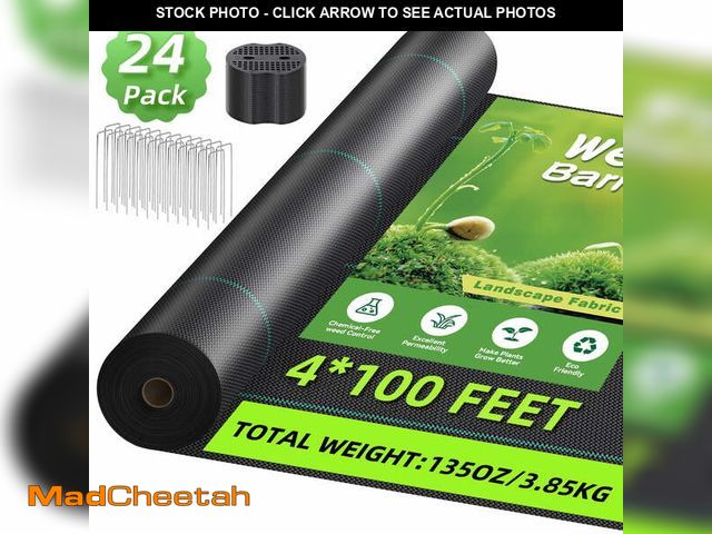 Lot 74-14435644 - GPED 4 x 100FT Weed Barrier Landscape Fabric, 3.2OZ Heavy Duty Weed Blocker Gardening Mat, Garden Cl...