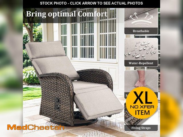 Lot 74-14375385 - (ONLY ONE CHAIR) Bellefurn Rotavia Reclining 3-Piece Wicker Outdoor 360ÃÂ° Swivel Recliner, Adjusta...