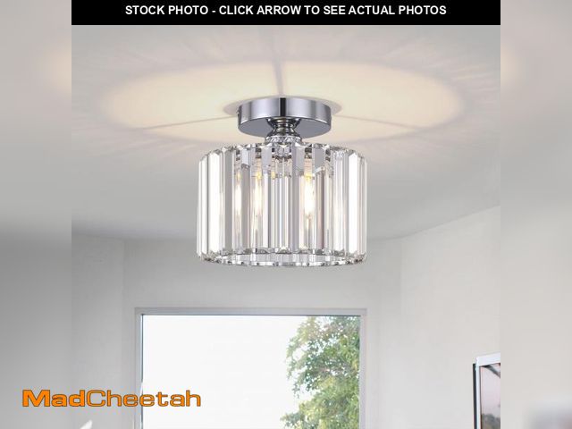 Lot 74-11846918 - BUXVRCS Semi Flush Mount Modern Chandelier, Crystal Ceiling Light Fixture, Small Close to Ceiling Li...