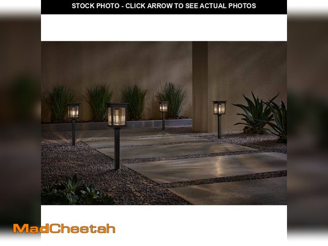 Lot 74-14361723 - Hampton Bay Lauder 20-40 Lumen Black LED Outdoor Solar Path Light with Glass Lens, Dual White and Hi...