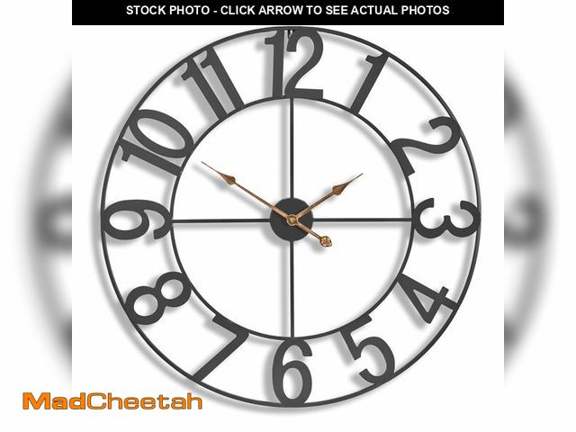 Lot 74-12692914 - Sorbus 32-Inch Large Wall Clock Ã¢â¬â Decorative Black Metal Clock with Gold Hands Ã¢â¬â Silen...