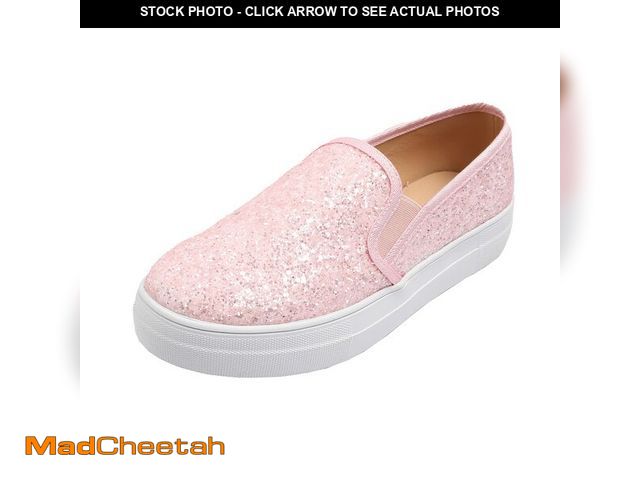 Lot 74-14267036 - FEVERSOLE Women's Fashion Slip On Sneaker Casual Platform Loafers Glitter Baby Pink Size 9.5 M US - ...