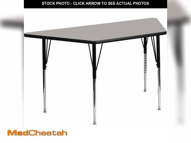 Lot 74-14611515 - (TABLE TOP ONLY) Flash Furniture Wren 21''W x 45''L Trapezoid Oak/Grey Reversible HP Laminate Activi...