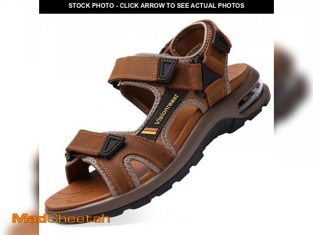 Lot 74-12314867 - visionreast Mens Open Toe Leather Sandals Outdoor Hiking Non Slip Sandals Air Cushion Soprt Casual B...