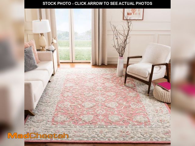 Lot 74-12161273 - SAFAVIEH Glamour Pierce Floral Bordered Wool Area Rug, Pink/Beige, 5' x 8' - USED