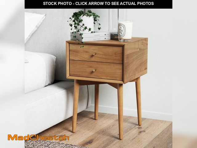 Lot 74-12746669 - Nathan James Harper Mid-Century Brown Oak Wood Nightstand with 2-Drawers Small Side Table or End Tab...