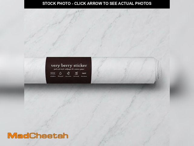 Lot 74-14068445 - Very Berry Sticker Marble Contact Paper (White Matte, 24" x 118", 2 Pack) Premium Peel and Stick Wal...