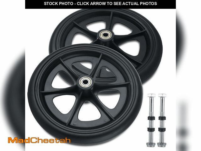 Lot 74-14383270 - MUXHEL 2 Pcs Walker Wheels Replacement 8 Inch Solid Wheelchair Front Wheels, Anti-Slip Rollator Repl...