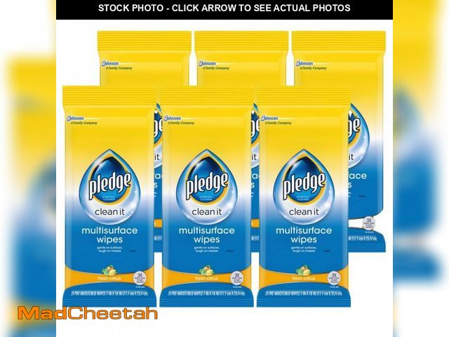 Lot 74-12311686 - Pledge Multi-Surface Furniture Polish Wipes, Works on Wood, Granite, and Leather, Cleans and Protect...