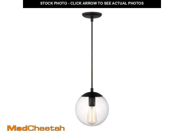 Lot 74-12829514 - Generation Lighting Leo Hanging Globe 8 in. 1-Light Midnight Black Pendant Light with Clear Seeded G...