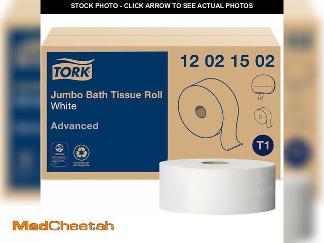 Lot 74-14349094 - Tork Jumbo Toilet Paper Roll White T1, Advanced, 2-ply, 6 x 1600 feet, 12021502, 6 Count (Pack of 1)...