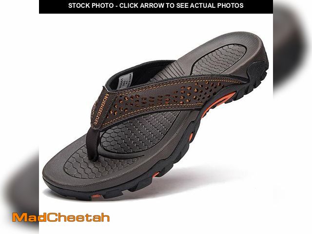 Lot 74-12454147 - GUBARUN Mens Sport Flip Flops Comfort Casual Thong Sandals Outdoor(Brown, 13) - UNUSED