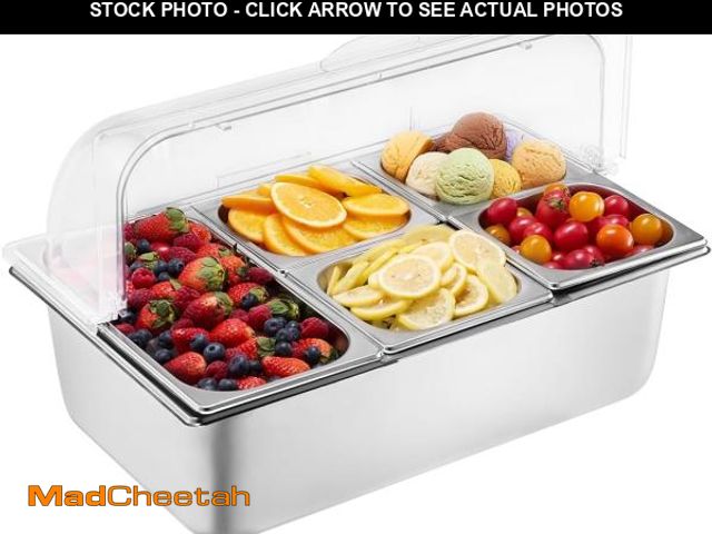 Lot 74-12098600 - VEVOR Countertop Food Serving Display Container, 5 Pan Stainless Steel Food Serving Tray, Buffet Con...