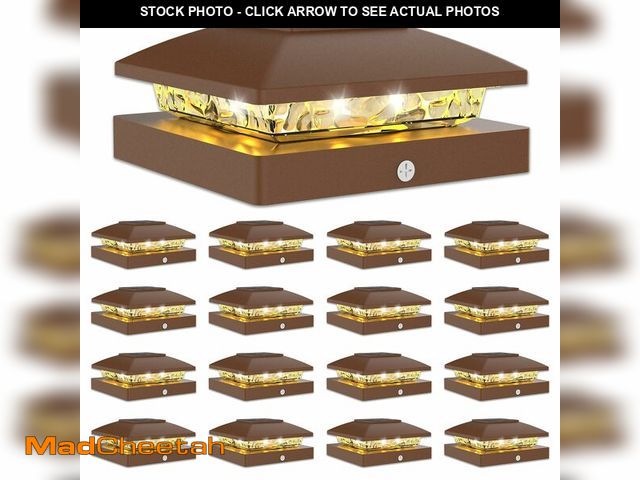 Lot 74-14433498 - VOLISUN 4x4 Solar Post Cap Light 16pack,Solar Fence - Post Lights Brown Outdoor Waterproof for Woode...
