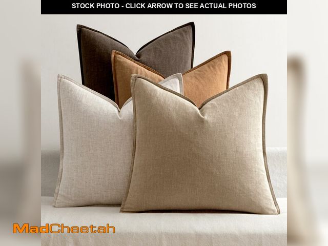 Lot 74-13717483 - MIULEE Neutral Brown Linen Pillow Covers Pack of 4 Decorative Natural Fall Throw Pillow Covers Soft ...