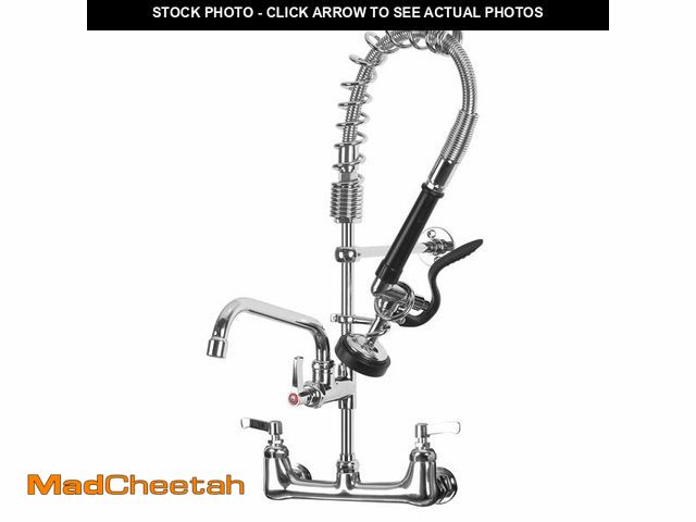 Lot 74-14058152 - Commercial Sink Faucet with Sprayer for Kitchen : MSTJRY 25'' Height 8'' Center 12'' Spout Wall Moun...