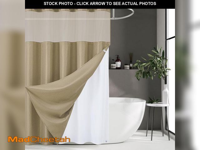 Lot 74-11550217 - Furlinic No Hook Waffle Weave Shower Curtain with Snap in Fabric Liner,Honeycomb Textured Bathroom C...