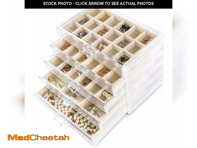 Lot 74-13055886 - Frebeauty Acrylic Jewelry Organizer Earring Organizer Box with 5 Drawers Earring Holder Organizer wi...
