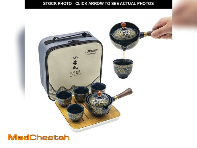 Lot 74-14210995 - LURRIER Porcelain Chinese Gongfu Tea Set,Portable Teapot Set with 360 Rotation Tea maker and Infuser...