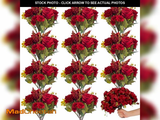 Lot 74-14387062 - XunYee 12 Bundles Fall Artificial Flowers Terracotta Flowers Fake Silk Roses Bouquets Fall Realistic...