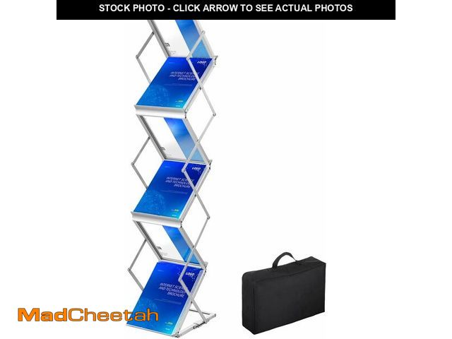 Lot 74-13734073 - VEVOR Literature Rack, 6 Pockets, Pop up Aluminum Magazine Rack, Lightweight Catalog Holder Stand w/...