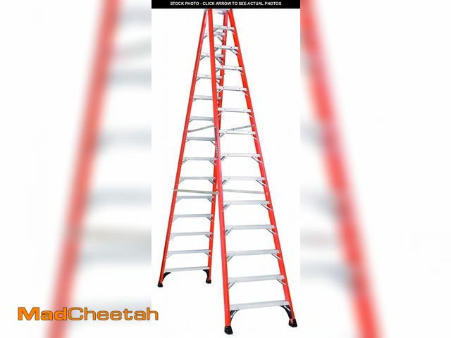 Lot 74-12166222 - Louisville Ladder 14-Foot Fiberglass Twin Front Step Ladder, 375-Pound Load Capacity, Type IAA, FM14...