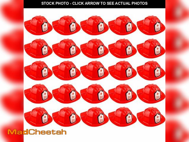 Lot 74-14265989 - Cotiny 30 Pack Kids Firefighter Hats Bulk Red Plastic Fireman Helmets for Boys Girls Birthday Hallow...
