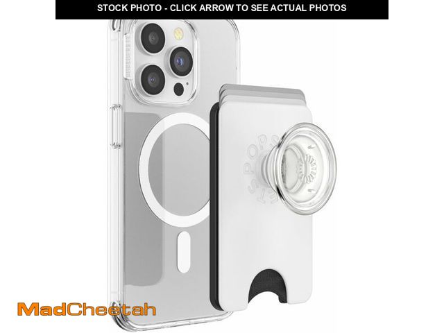 Lot 74-14271337 - PopSockets Phone Wallet for MagSafe, Phone Card Holder with Grip, White - White Clear - USED