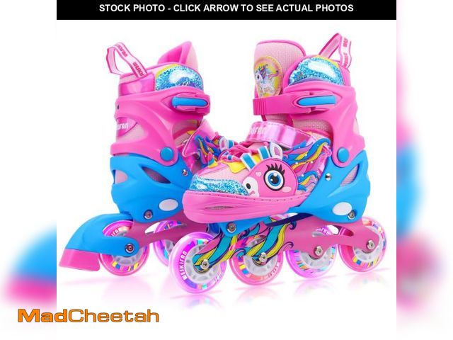 Lot 74-12314523 - Unicorn Kids Inline Skates for Girls Women,WESKIFAN Rainbow Blades Skates with Shiny Light up Wheels...