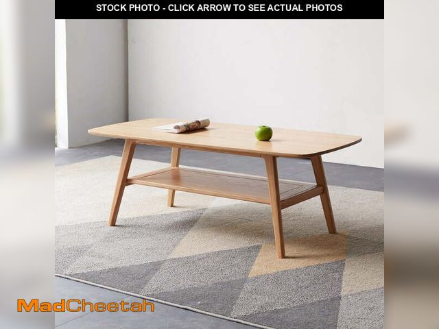 Lot 74-12681055 - Solid Oak Wood Coffee Table with Storage Shelf, Center Table or Low Desk, Work-from-Home Study Table...