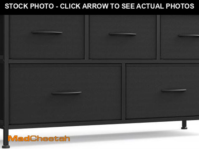 Lot 74-12396946 - SONGMICS Dresser for Bedroom, Chest of Drawers, TV Stand, Steel, MDF, 5 Non-Woven Fabric Drawers, St...