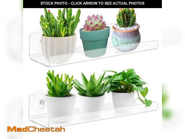 Lot 74-12705774 - Skewo 2-Pack 15 Inch Acrylic Window Boxes Plant Shelves, with Suction Cup Window Sill Extender, for ...