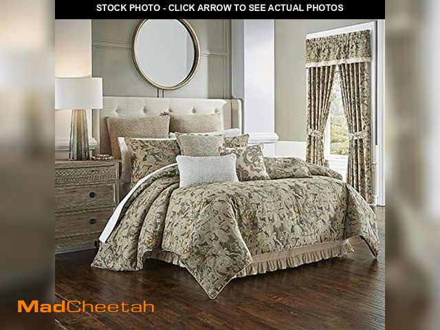 Lot 74-12803244 - Waverly Volterra Porcini 4 Piece Floral Comforter Set with Bed Skirt and 2 Pillow Shams, King, Multi...