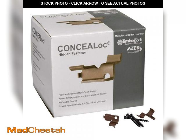 Lot 74-14607385 - TimberTech CONCEALoc Hidden Fastener 100 sq. ft. (175 CONCEALoc Fasteners, 184 Screws and Drive Bit)...