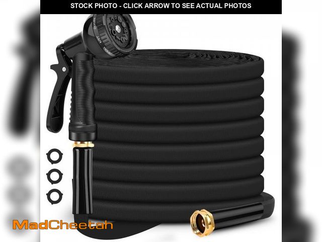 Lot 74-12048590 - CXEZSIK Garden Hose Non-Expanding 100ft, Flexible Garden Hose with 10 Function Hose Nozzle, Lightwei...