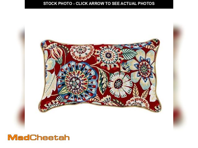 Lot 74-14589692 - Hampton Bay 20 in. x 12 in.  Outdoor Patio Lumbar Pillow in Red Floral ZZ-PI-AJL26 - UNUSED