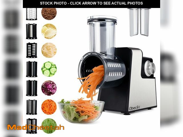 Lot 74-12608620 - Upgraded 300W Electric Cheese Grater for Block Cheese,Cheese Shredder Electric with 7 Stainless Stee...