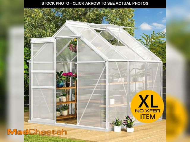 Lot 74-14291192 - (FRAME ONLY) DWVO 6x6FT Polycarbonate Greenhouse for Outdoors, Large Heavy Duty Aluminum Greenhouses...