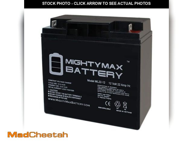 Lot 74-12872503 - MIGHTY MAX BATTERY 12-Volt 22AH SLA Battery Replaces Schumacher DSR 5799000011 JumpStarter - UNUSED