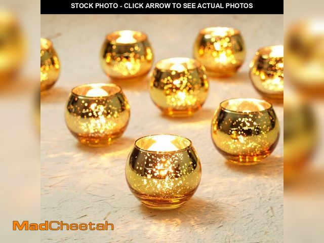 Lot 74-12712911 - Homemory 12 Pcs Gold Votive Candle Holders, Round Mercury Glass Candle Holder, Tealight Candle Holde...