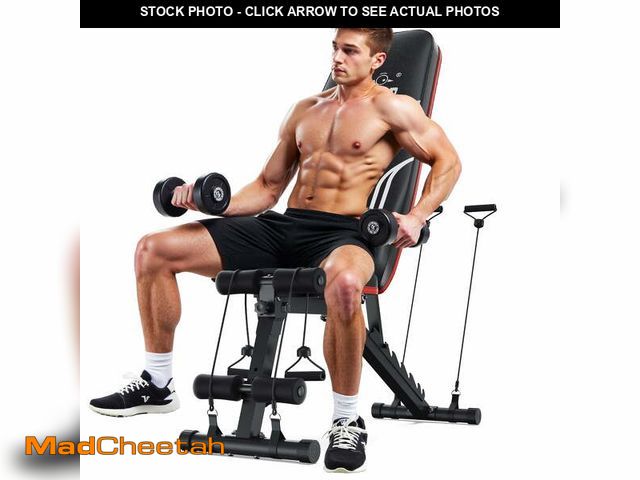 Lot 74-12834944 - Flybird Adjustable Folding Weight Bench for Home Gym, Includes Resistance Bands - UNUSED